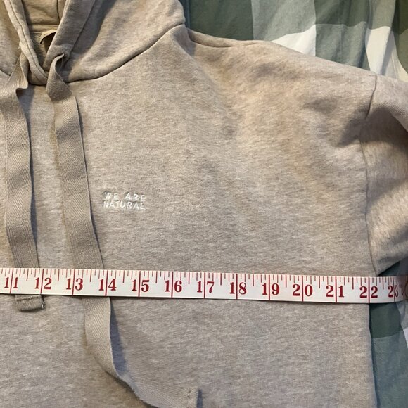 Mus & Bombon Hoodie Womens L Cropped We Are Natural Tan Pullover Organic Cotton - Picture 8 of 8